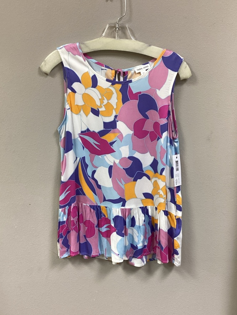 Tribal Sleeveless Floral Tank — Pink, Purple & Yellow